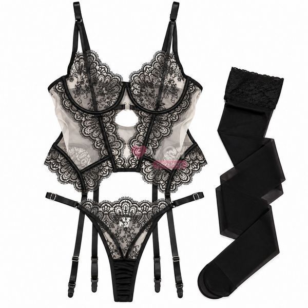 Женский комплект нижнего белья Midnight Lace Set, чёрный, размер M. LAV2000131 фото