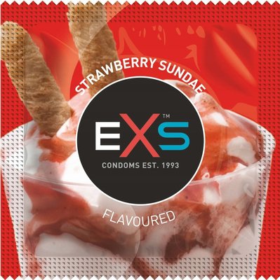 Презервативи - EXS Strawberry sundae (клубничне морожене), 3шт EXS003 фото