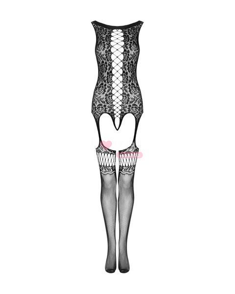 Бодістокінг Obsessive Bodystocking F236 S/Ml/L, глибоке декольте, імітація шнурівки SO7232 фото