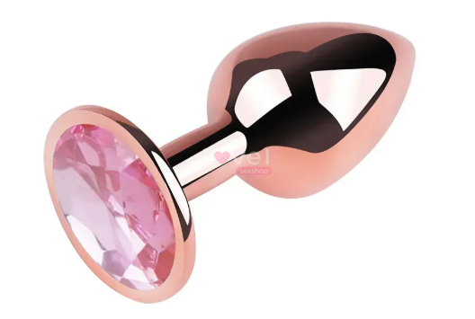 Анальная пробка с кристаллом EGZO Rose Gold Round Plug Pink size S MRGR-06S фото