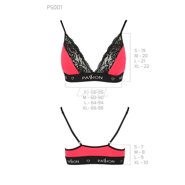 Еластичний топ з мереживом Passion PS001 TOP M, red-black SO4184 фото