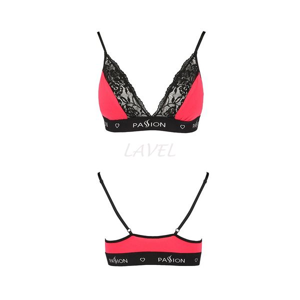 Еластичний топ з мереживом Passion PS001 TOP M, red-black SO4184 фото