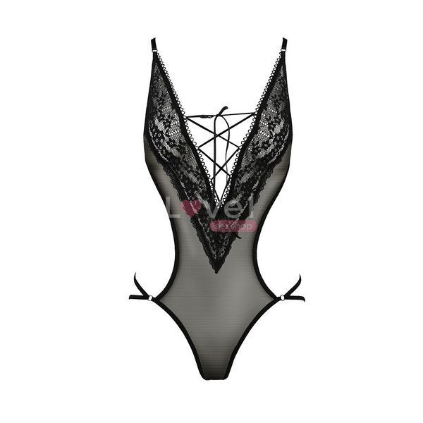 Боді монокіні з декольте Passion ERZA BODY XXL/XXXL, black PS26003 фото