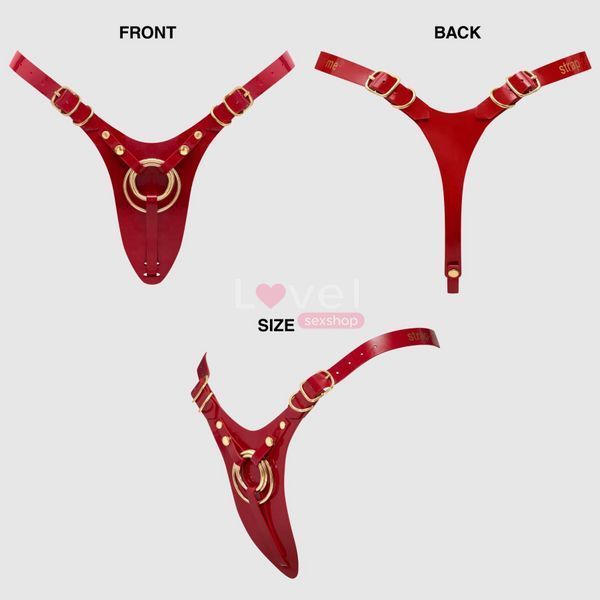 Трусики для страпона Strap-On-Me Leatherette Harness Fabulous - One Size - Red Glossy SX2853 фото