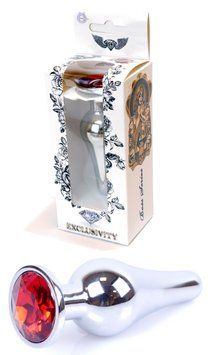 Анальна пробка металева з кристалом Boss - Jewellery Silver, кристал червоний BS6400073 фото