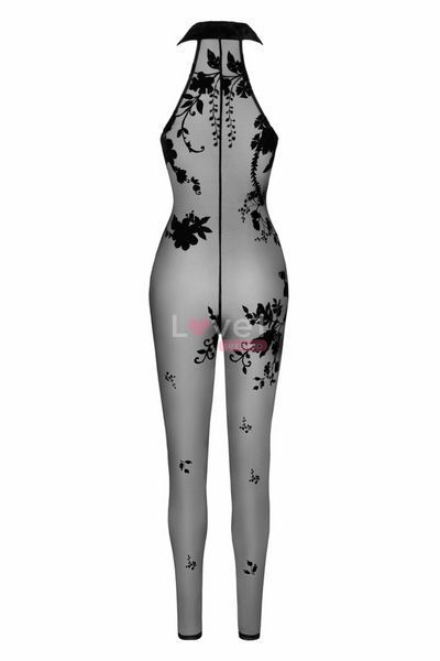 Бодістокінг Noir Handmade F315 Ego, 3XL, black, прозорий, верх халтер, блискавка на все тіло SX0332 фото