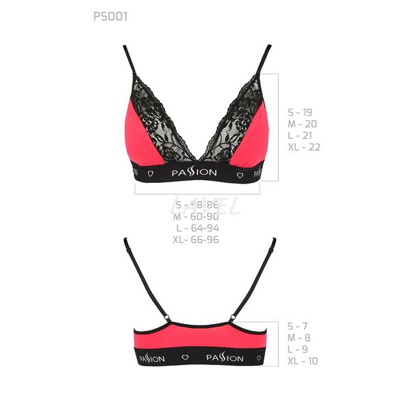 Еластичний топ з мереживом Passion PS001 TOP S, red-black SO4185 фото