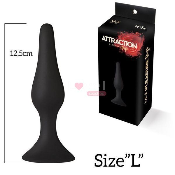 Анальна пробка з присоскою MAI Attraction Toys №34 Black, довжина 12,5см, діаметр 3,2см SO5010 фото