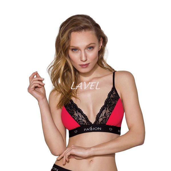 Еластичний топ з мереживом Passion PS001 TOP S, red-black SO4185 фото