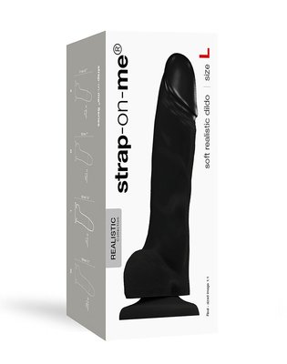 Реалістичний фалоімітатор Strap-On-Me SOFT REALISTIC DILDO Black - Size L SO4523 фото