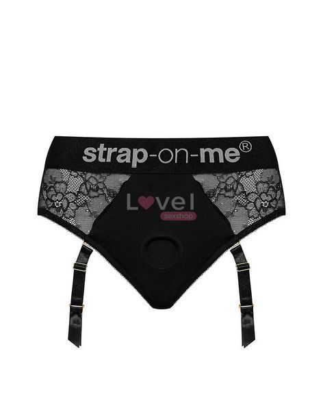 Кружевные трусы для страпона с подвязками для чулок Strap-On-Me DIVA HARNESS - XS SX2280 фото
