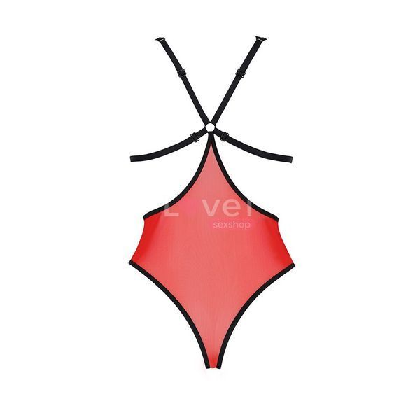 Полупрозрачное боди с кружевом Passion PEONIA BODY S/M red SO8461 фото
