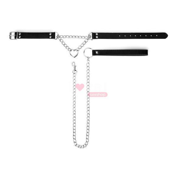 Нашийник з повідцем Bedroom Fantasies: Collar with Chain - Silver SX2207 фото