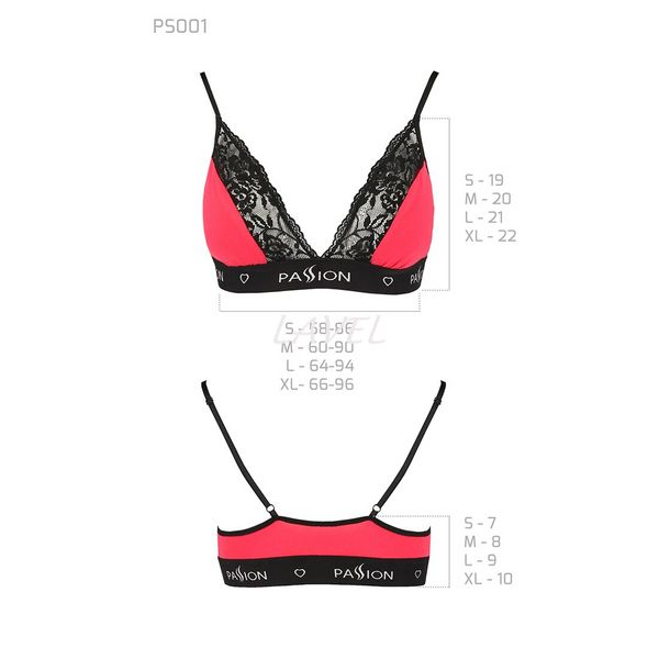 Еластичний топ з мереживом Passion PS001 TOP XL, red-black SO4186 фото