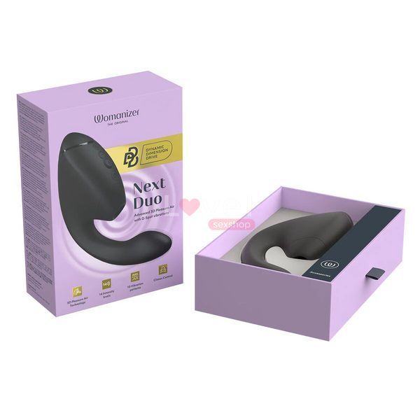 Подвійний вакуумний кліторальний стимулятор з вібрацією Womanizer Next Duo - Black SX3866 фото