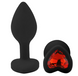 Силиконовая анальная пробка EGZO Silicone Black Heart Plug Red, size S SBH-03S фото 1