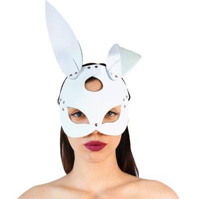 Кожаная маска Зайки Art of Sex - Bunny mask, цвет Белый SO9646 фото
