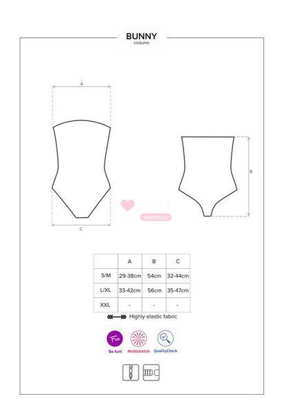 Еротичний костюм кролика Obsessive Bunny costume S/M, black, боді, чокер, гартери, панчохи, маска SO7701 фото