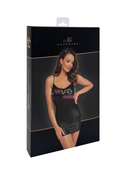 Платье Noir Handmade F307 Mirage wetlook mini dress with jewelry rhinestone chain - 3XL SX0284 фото