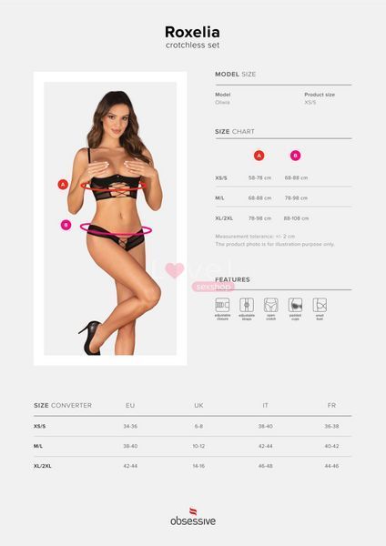 Комплект Obsessive Roxelia 2-pcs crotchless set M/L SO9072 фото