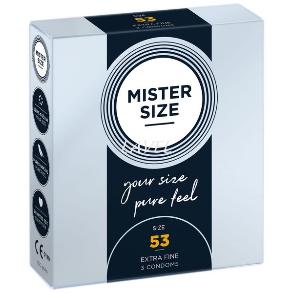 Презервативы Mister Size - pure feel - 53 (3 condoms), толщина 0,05 мм SO8034 фото