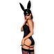Еротичний костюм кролика Obsessive Bunny costume S/M, black, боді, чокер, гартери, панчохи, маска SO7701 фото 2