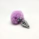 Металлическая анальная пробка Кроличий хвостик Alive Fluffy Twist Plug M Purple, диаметр 3,4 см SO6308 фото 2