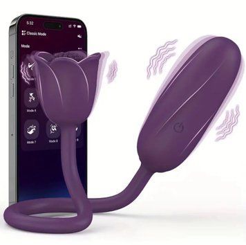 Потужний подвійний смарт-вібратор Corey, керування зі смартфону, фіолетовий LAV2000417 фото