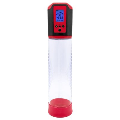 Автоматическая вакуумная помпа Men Powerup Passion Pump Red, LED-табло, перезаряжаемая, 8 режимов SO6226 фото