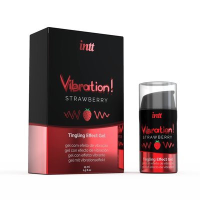 Жидкий вибратор Intt Vibration Strawberry (15 мл), густой гель, очень вкусный, действует до 30 минут SO2921 фото
