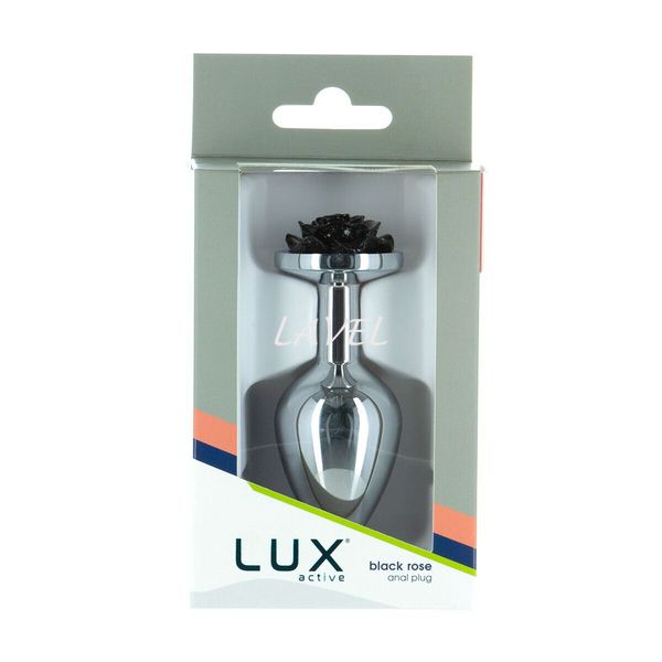 Металева анальна пробка Lux Active з трояндою - Rose Anal Plug - Black, віброкуля в подарунок SO5572 фото