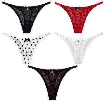 Стринги Rosalie Bow Mesh String с велюровыми цветочками, размер M. TNS1108 фото