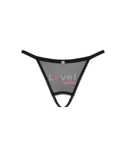 Прозорі стрінги з доступом Obsessive Celia Noir crotchless thong M/L SO7872 фото