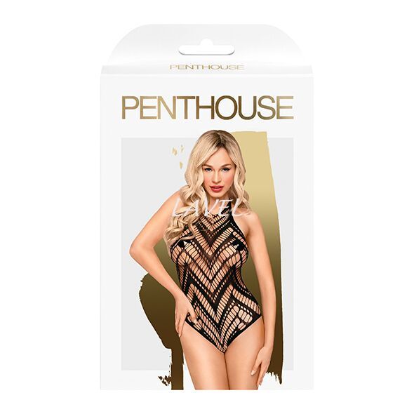 Боді з геометричним орнаментом Penthouse - Go Hotter Black S/L SO4381 фото