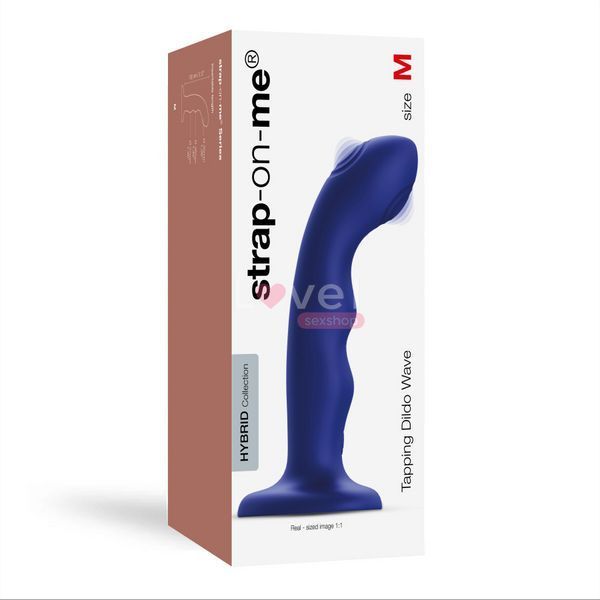 Насадка для страпона с двойной точечной пульсацией Strap-On-Me TAPPING DILDO WAVE &ndash; NIGHT BLUE, М SO9621 фото