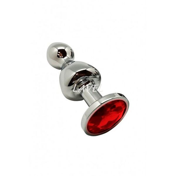 Металлическая анальна пробка Wooomy Lollypop Double Ball Metal Plug Red S диаметр 2,8см, длина 8,5см SO7416 фото