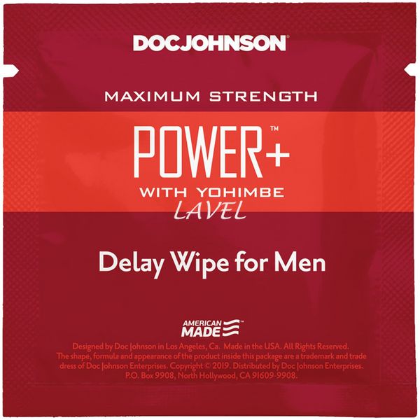 Пролонгирующая салфетка Doc Johnson Power+ Delay Wipe For Men с экстрактом йохимбе SO3488 фото