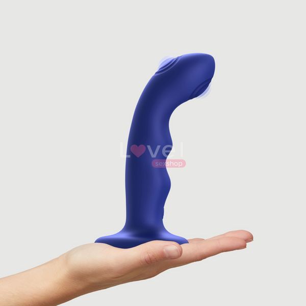 Насадка для страпона с двойной точечной пульсацией Strap-On-Me TAPPING DILDO WAVE &ndash; NIGHT BLUE, М SO9621 фото