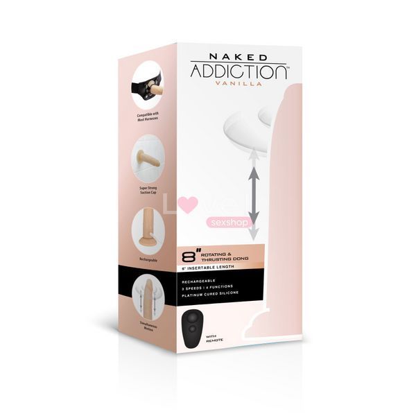 Фаллоимитатор с ротацией и пульсацией Naked ADDICTION 8&Prime; Rotating & Thrusting Dong - Vanilla SX3928 фото