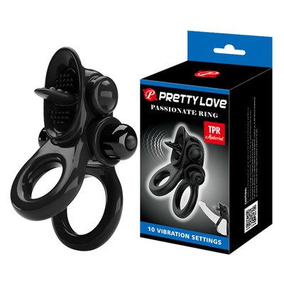 Ерекційне кільце з вібрацією на пеніс Pretty Love Vibrating Passionate Cock Ring Black 6603BI1171 фото