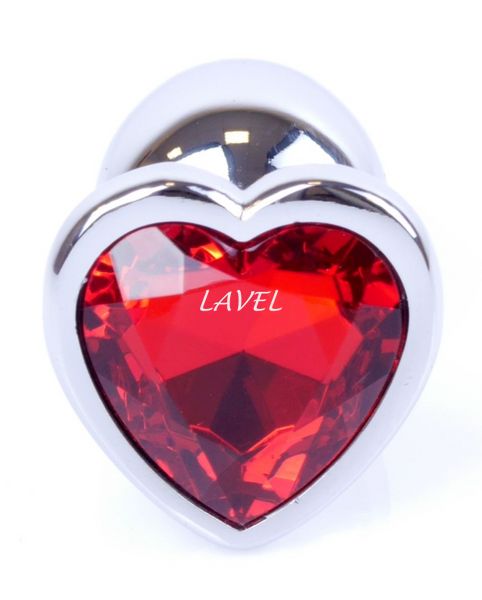Анальная пробка металлическая с кристаллом сердце Jewellery SILVER, кристалл красный (дл 7см, ширина 2,7см) BS6400046 фото