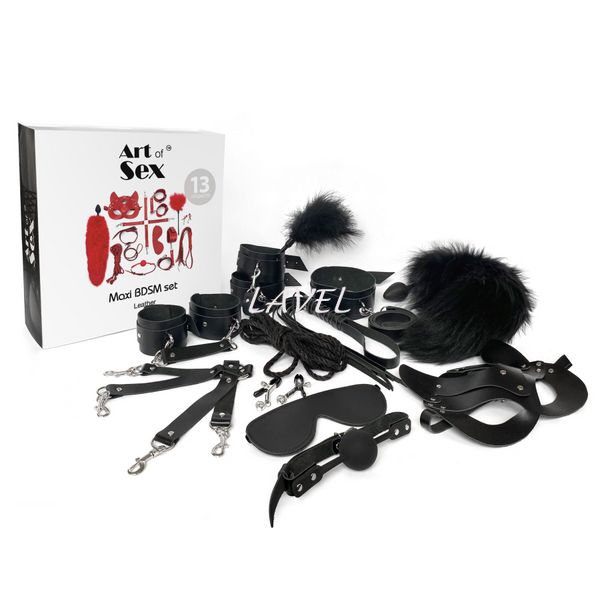 Набор Art of Sex - Maxi BDSM Set Leather, 13 предметов, натуральная кожа, Черный SO7139 фото