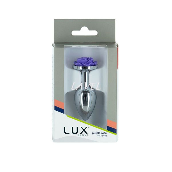 Металева анальна пробка Lux Active з трояндою - Rose Anal Plug - Purple, віброкуля в подарунок SO5573 фото