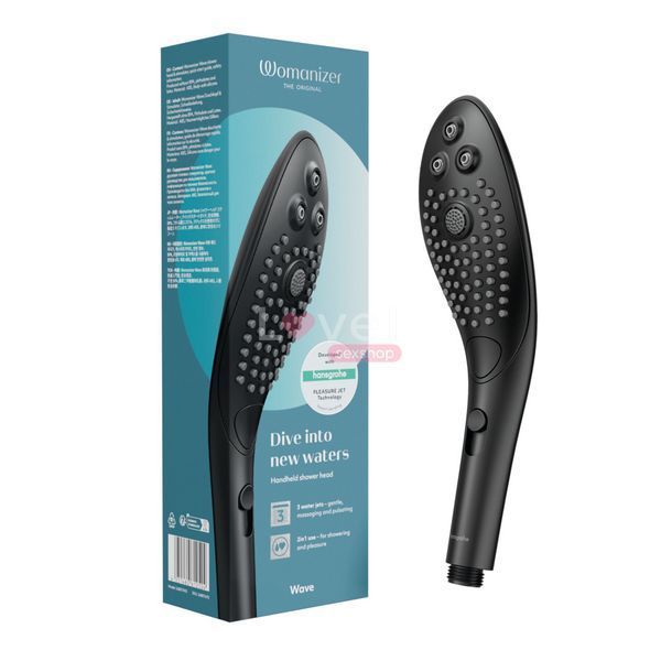 Насадка-стимулятор для душу 2в1 Womanizer Wave Black, масажер для інтимних зон SO8763 фото