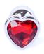 Анальная пробка металлическая с кристаллом сердце Jewellery SILVER, кристалл красный (дл 7см, ширина 2,7см) BS6400046 фото 2