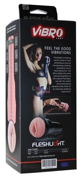 Мастурбатор з вібрацією Fleshlight Vibro Pink Lady Touch, три віброкулі, стимулювальний рельєф F17347 фото