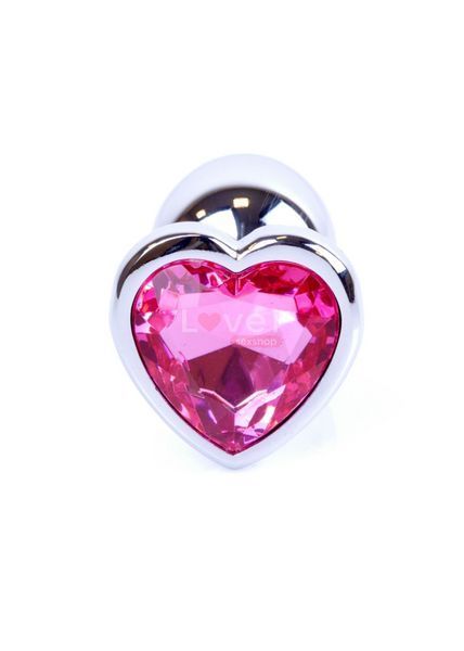 Анальна пробка металева з кристалом серце Jewellery SILVER, кристал рожевий BS6400045 фото