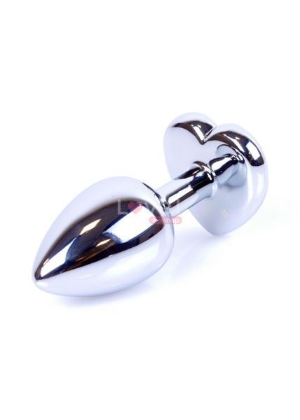Анальна пробка металева з кристалом серце Jewellery SILVER, кристал рожевий BS6400045 фото