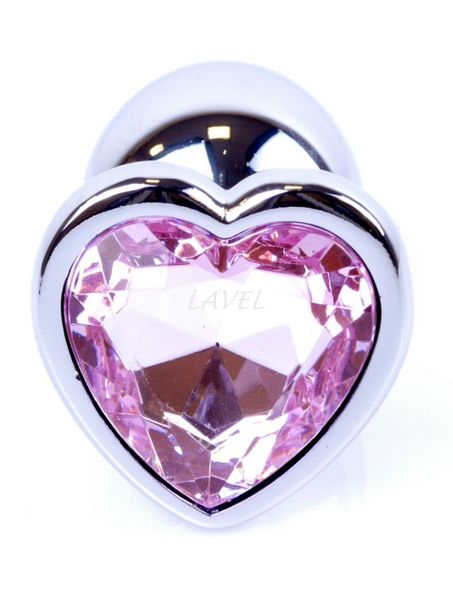 Анальна пробка металева з кристалом серце Jewellery SILVER, кристал рожевим (дов 7см, ширина 2,7см) BS6400045 фото