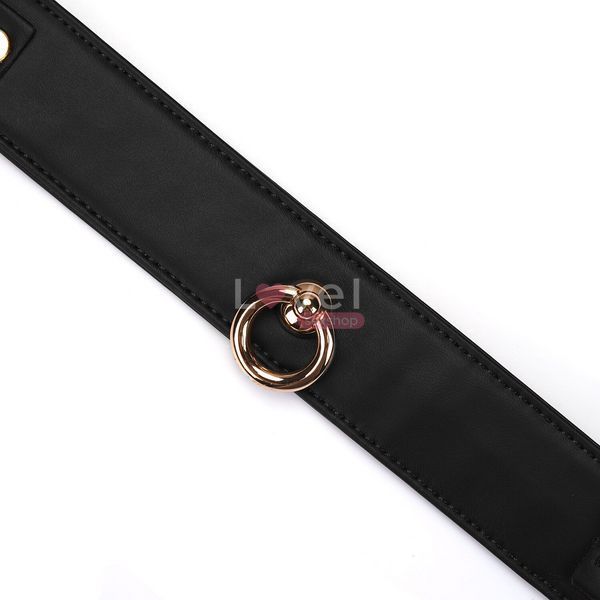 Ошейник с поводком Liebe Seele Black Organosilicon Collar with Leash, экокожа SO9484 фото